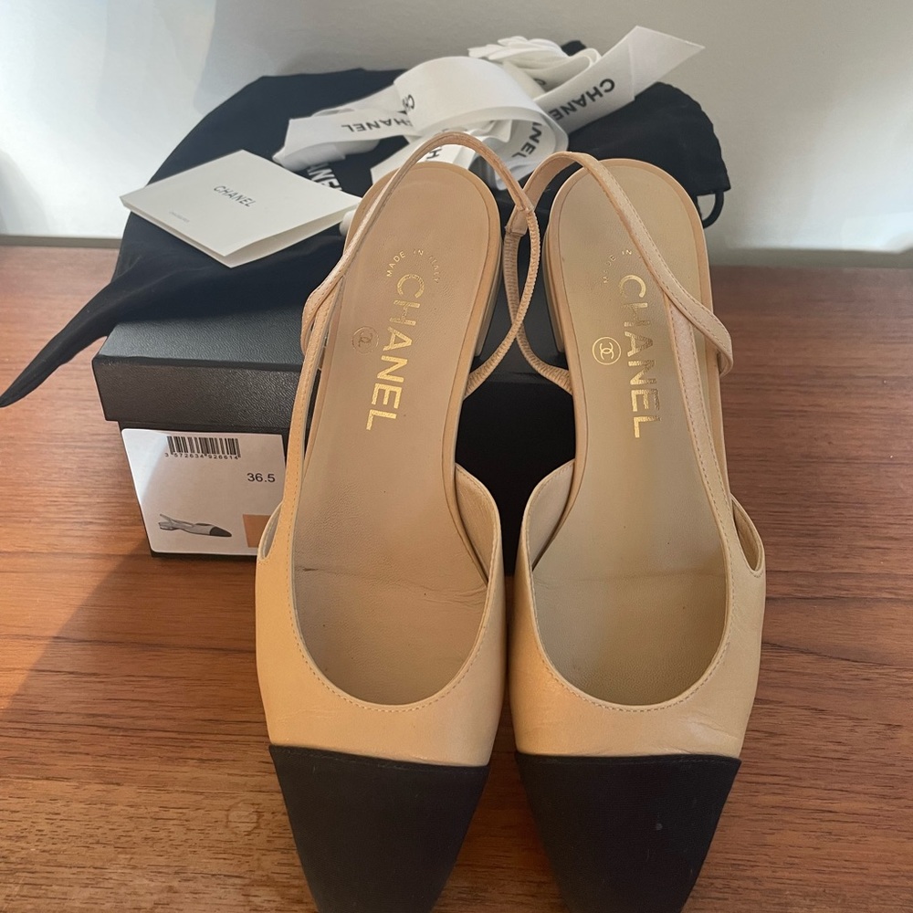 CHANEL Slingback Flat 36.5